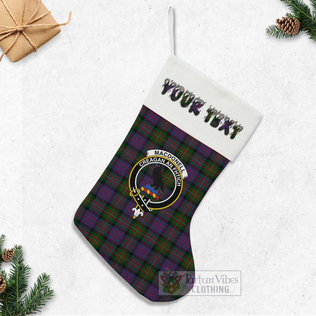 Tartan Vibes Clothing MacDonell (McDonell) Tartan Family Crest Christmas Stocking with Personalized Text