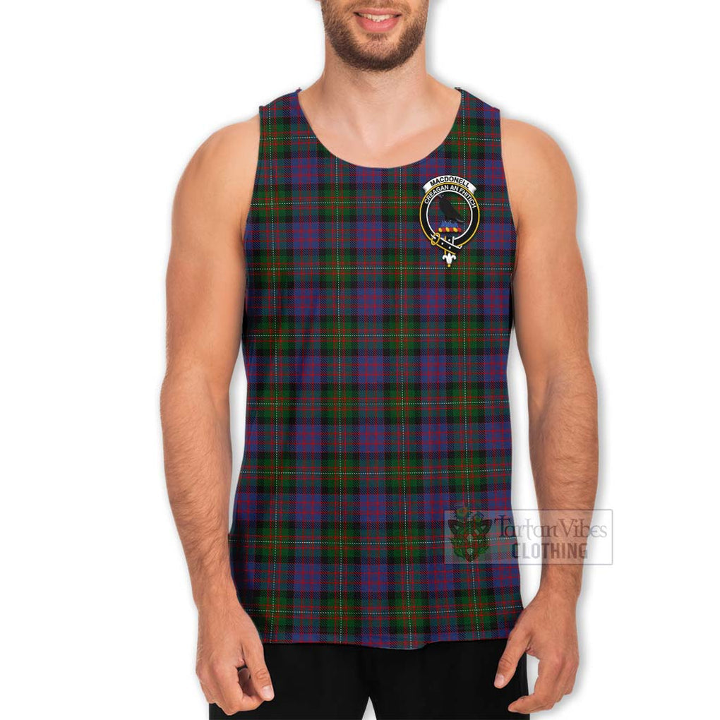 Tartan Vibes Clothing MacDonell (McDonell) Tartan Men's Tank Top with Family Crest and Bearded Skull Holding Bottles of Whiskey