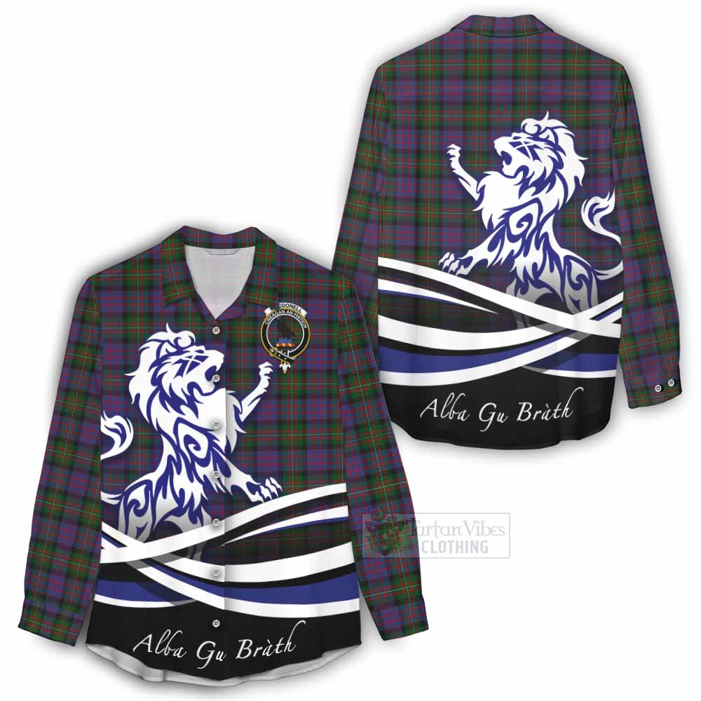 Tartan Vibes Clothing MacDonell (McDonell) Tartan Women's Casual Shirt with Alba Gu Brath Regal Lion Emblem