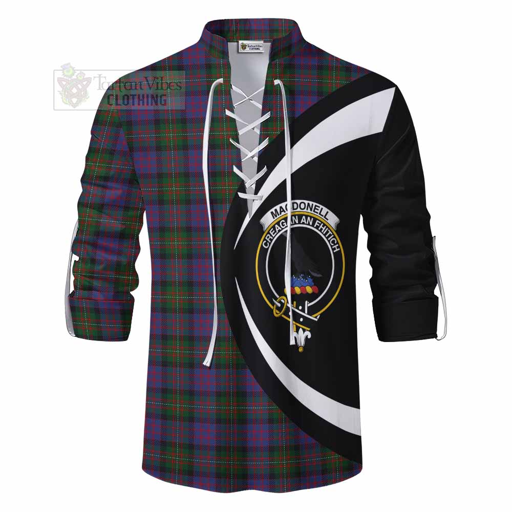 Tartan Vibes Clothing MacDonell (McDonell) Tartan Ghillie Kilt Shirt with Family Crest Circle Style