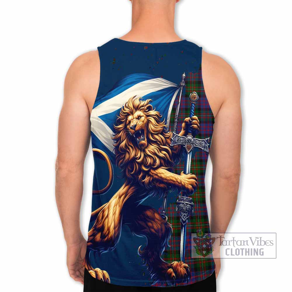 Tartan Vibes Clothing MacDonell (McDonell) Tartan Family Crest Men's Tank Top with Scottish Majestic Lion