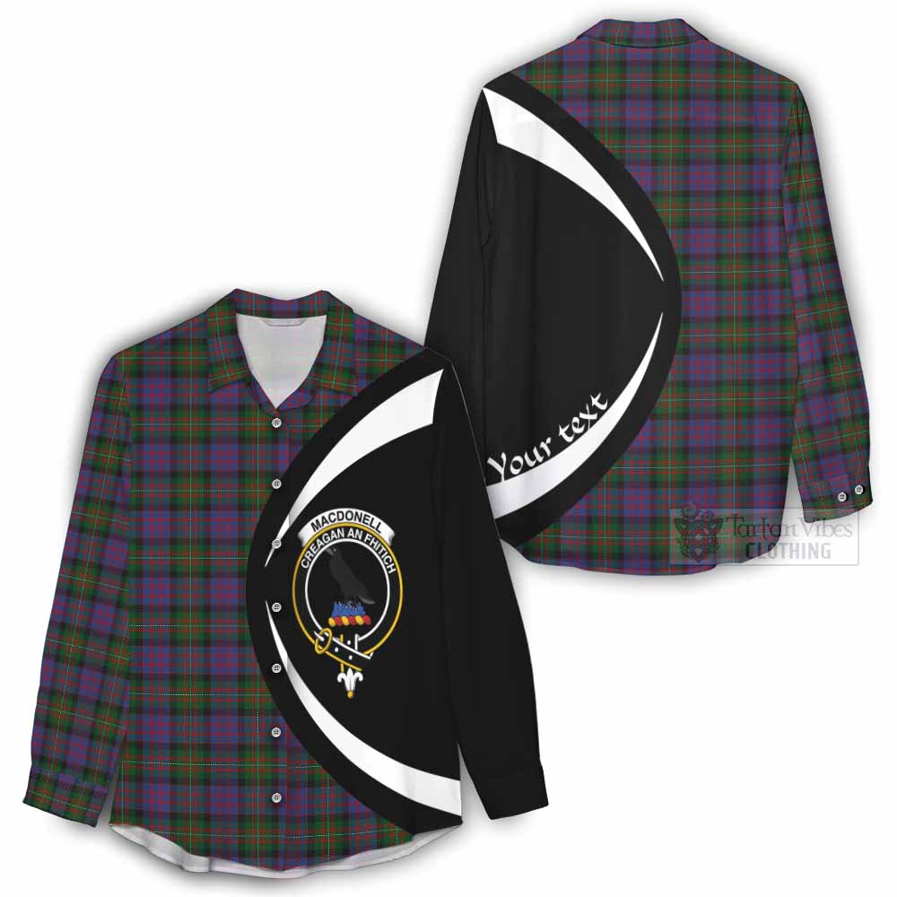 Tartan Vibes Clothing MacDonell (McDonell) Tartan Women's Casual Shirt with Family Crest Circle Style