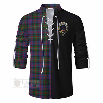 MacDonell (McDonell) Tartan Ghillie Kilt Shirt with Family Crest and Half Of Me Style