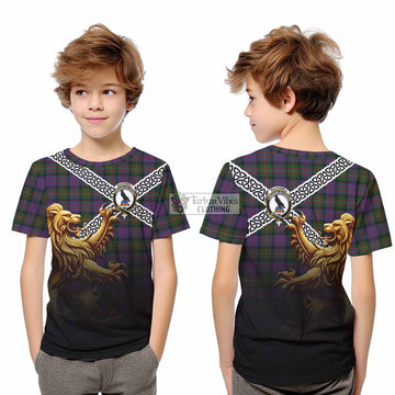 MacDonell (McDonell) Crest Tartan Kid T-Shirt with Golden Lion Emblem Celtic Style - Tartan Vibes Clothing