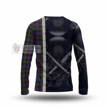 MacDonell (McDonell) Tartan Long Sleeve T-Shirt with Family Crest Cross Sword Thistle Celtic Vibes - Tartan Vibes Clothing