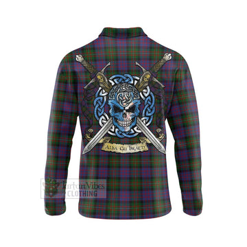 MacDonell (McDonell) Tartan Long Sleeve Polo Shirt with Family Crest Celtic Skull Style