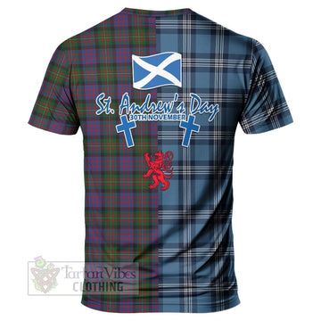 MacDonell (McDonell) Tartan T-Shirt Happy St. Andrew's Day Half Tartan Style - Tartan Vibes Clothing