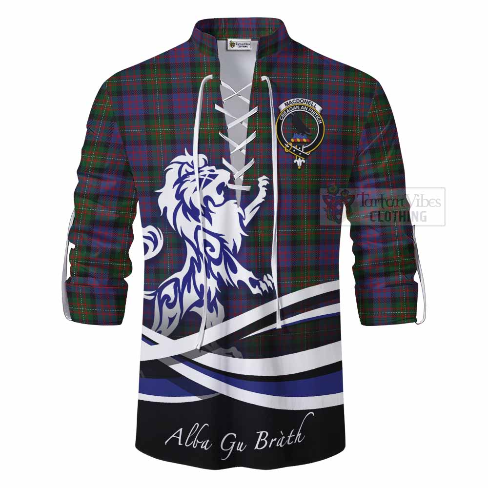 Tartan Vibes Clothing MacDonell (McDonell) Tartan Ghillie Kilt Shirt with Alba Gu Brath Regal Lion Emblem