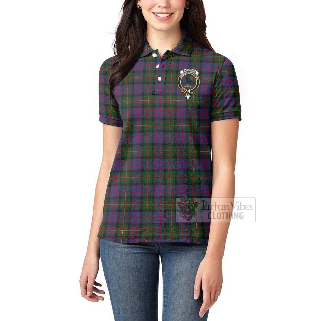 Tartan Vibes Clothing MacDonell (McDonell) Tartan Women's Polo Shirt with Family Crest Celtic Skull Style