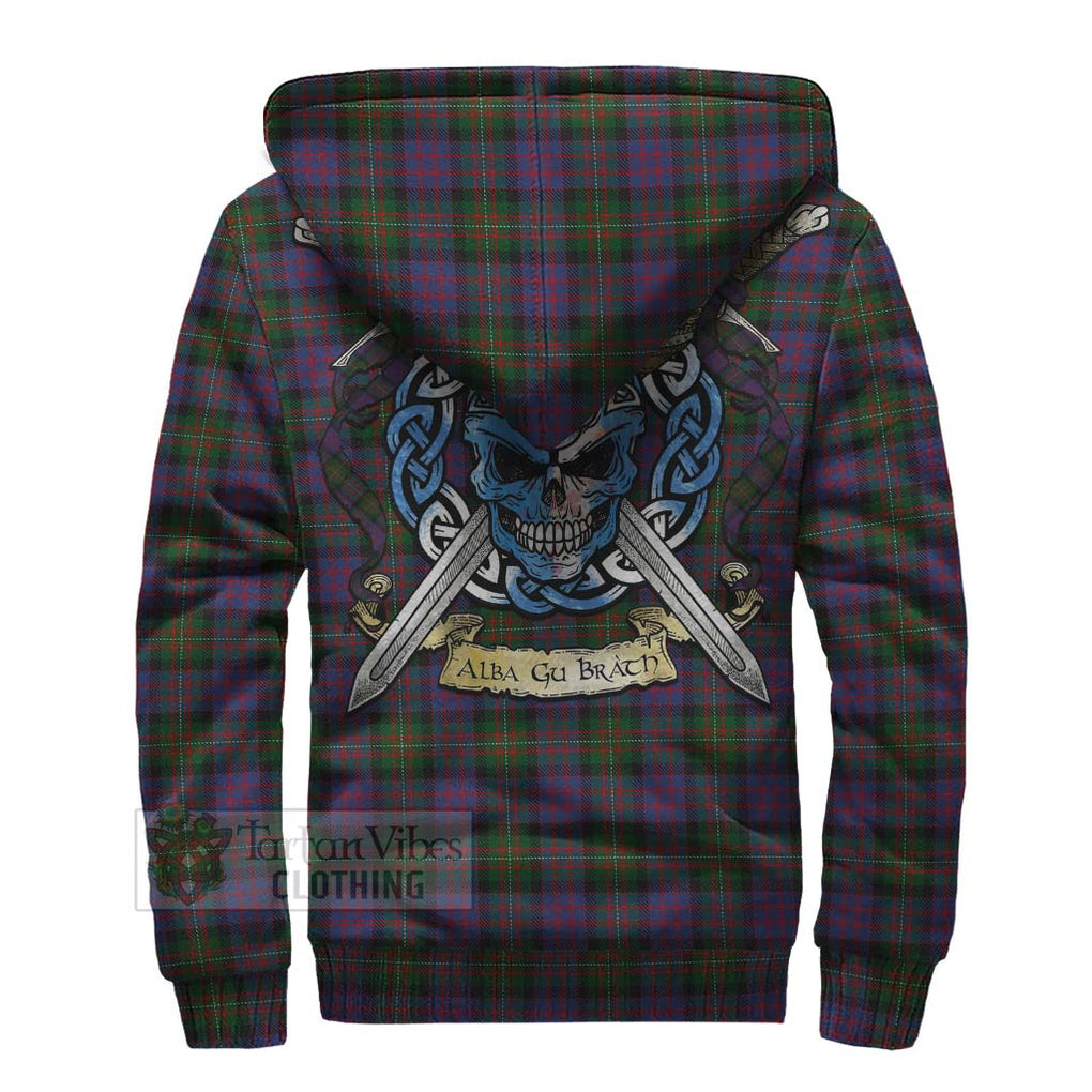 Tartan Vibes Clothing MacDonell (McDonell) Tartan Sherpa Hoodie with Family Crest Celtic Skull Style