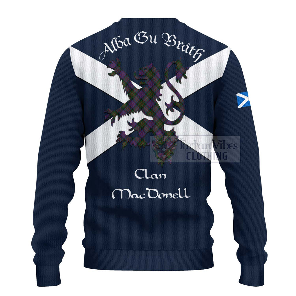 Tartan Vibes Clothing MacDonell (McDonell) Tartan Lion Rampant Knitted Sweater – Proudly Display Your Heritage with Alba Gu Brath and Clan Name