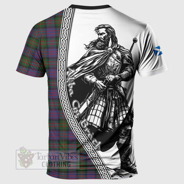 MacDonell (McDonell) Tartan Clan Crest T-Shirt with Highlander Warrior Celtic Style