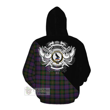 MacDonell (McDonell) Tartan Cotton Hoodie with Family Crest and Military Logo Style