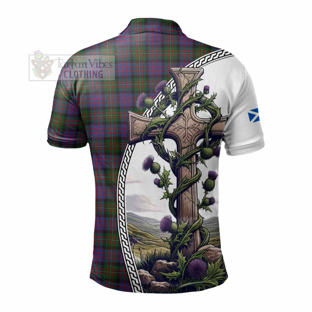 Tartan Vibes Clothing MacDonell (McDonell) Tartan Polo Shirt with Family Crest and St. Andrew's Cross Accented by Thistle Vines