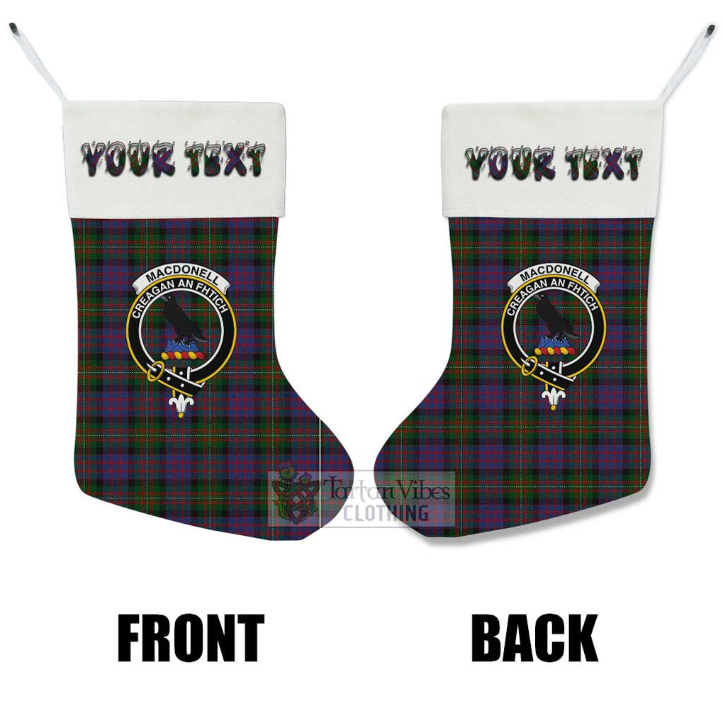 Tartan Vibes Clothing MacDonell (McDonell) Tartan Family Crest Christmas Stocking with Personalized Text