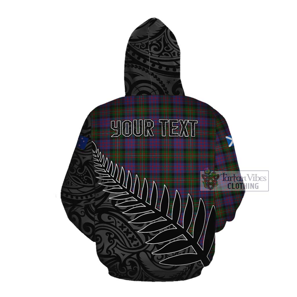 Tartan Vibes Clothing MacDonell (McDonell) Crest Tartan Cotton Hoodie with New Zealand Silver Fern Half Style