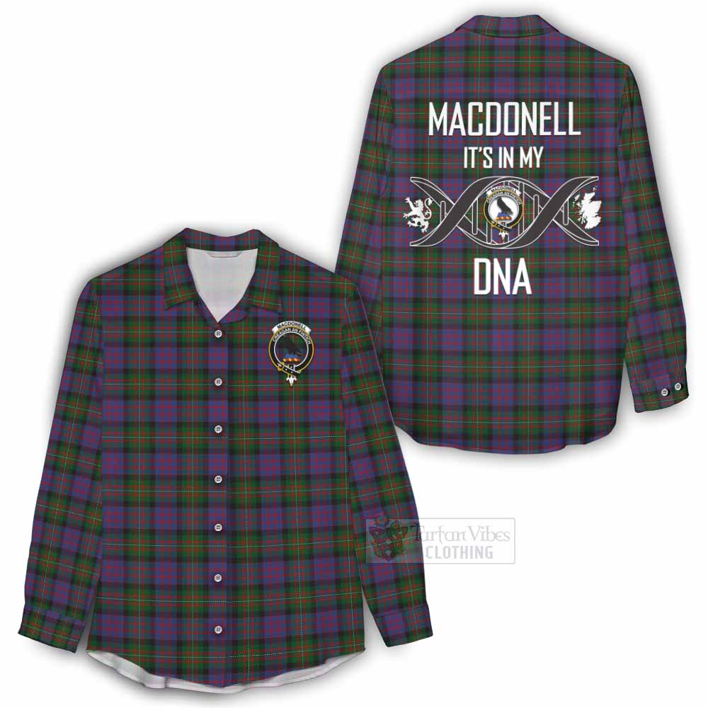 Tartan Vibes Clothing MacDonell (McDonell) Tartan Women's Casual Shirt with Family Crest DNA In Me Style