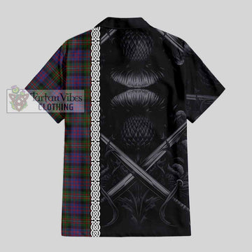 MacDonell (McDonell) Tartan Hawaiian Shirt with Family Crest Cross Sword Thistle Celtic Vibes - Tartan Vibes Clothing