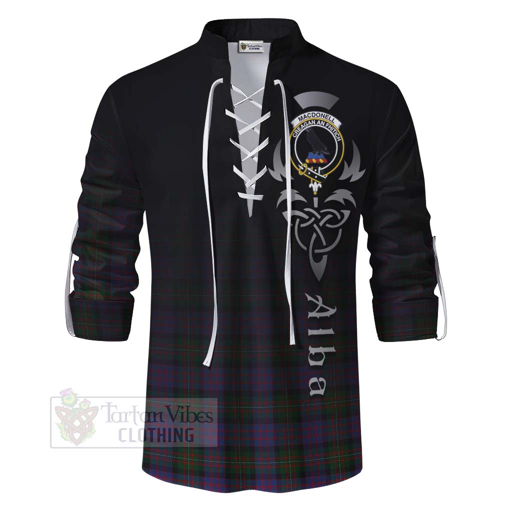 Tartan Vibes Clothing MacDonell (McDonell) Tartan Ghillie Kilt Shirt Featuring Alba Gu Brath Family Crest Celtic Inspired