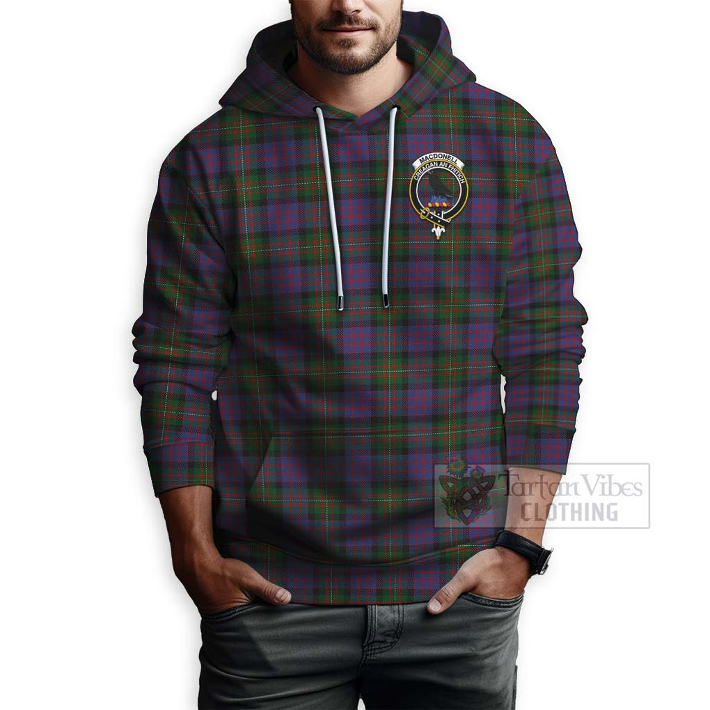 Tartan Vibes Clothing MacDonell (McDonell) Tartan Hoodie with Family Crest and Bearded Skull Holding Bottles of Whiskey