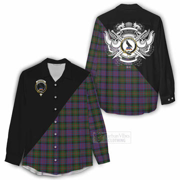 MacDonell (McDonell) Tartan Women's Casual Shirt with Family Crest and Military Logo Style