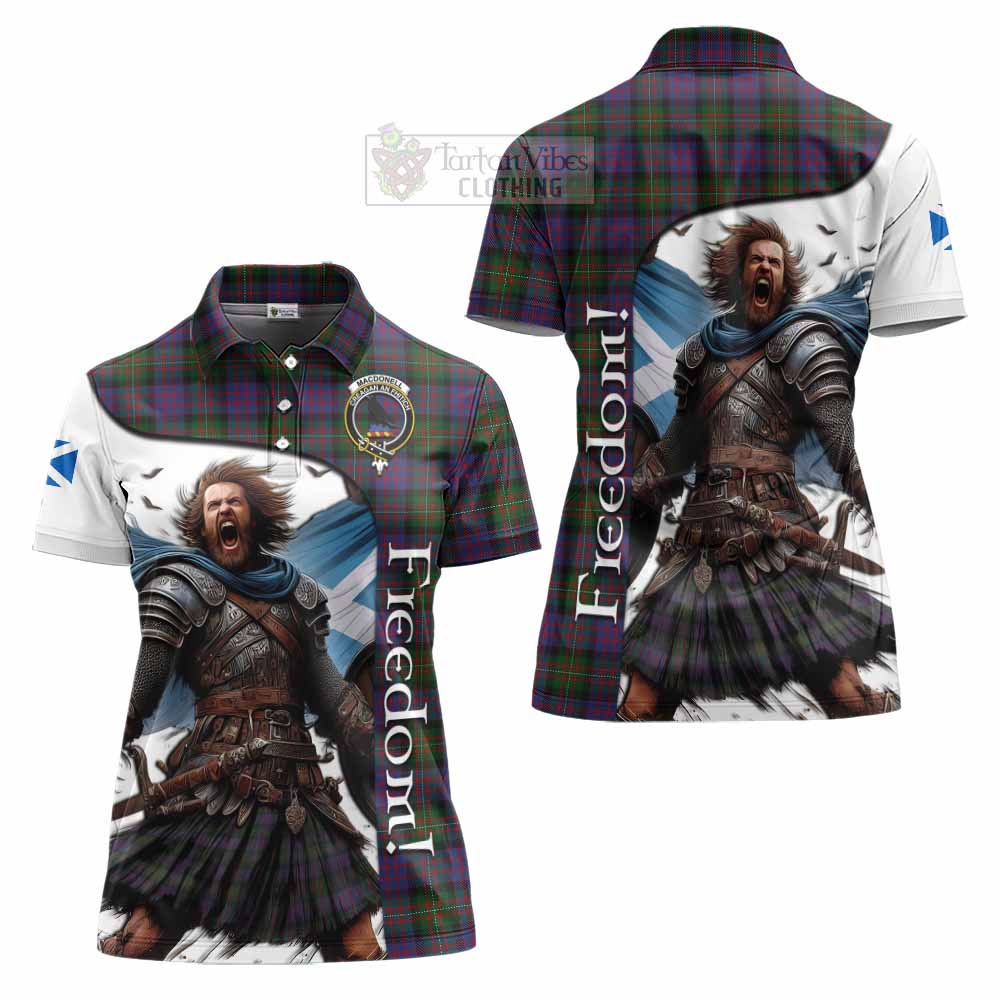 Tartan Vibes Clothing MacDonell (McDonell) Crest Tartan Women's Polo Shirt Inspired by the Freedom of Scottish Warrior