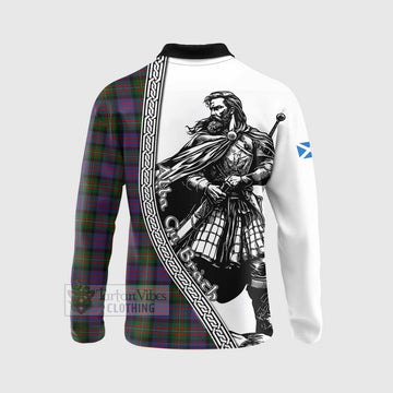 MacDonell (McDonell) Tartan Clan Crest Long Sleeve Polo Shirt with Highlander Warrior Celtic Style - Tartan Vibes Clothing