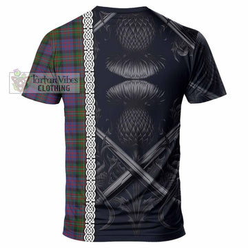 MacDonell (McDonell) Tartan T-Shirt with Family Crest Cross Sword Thistle Celtic Vibes - Tartan Vibes Clothing
