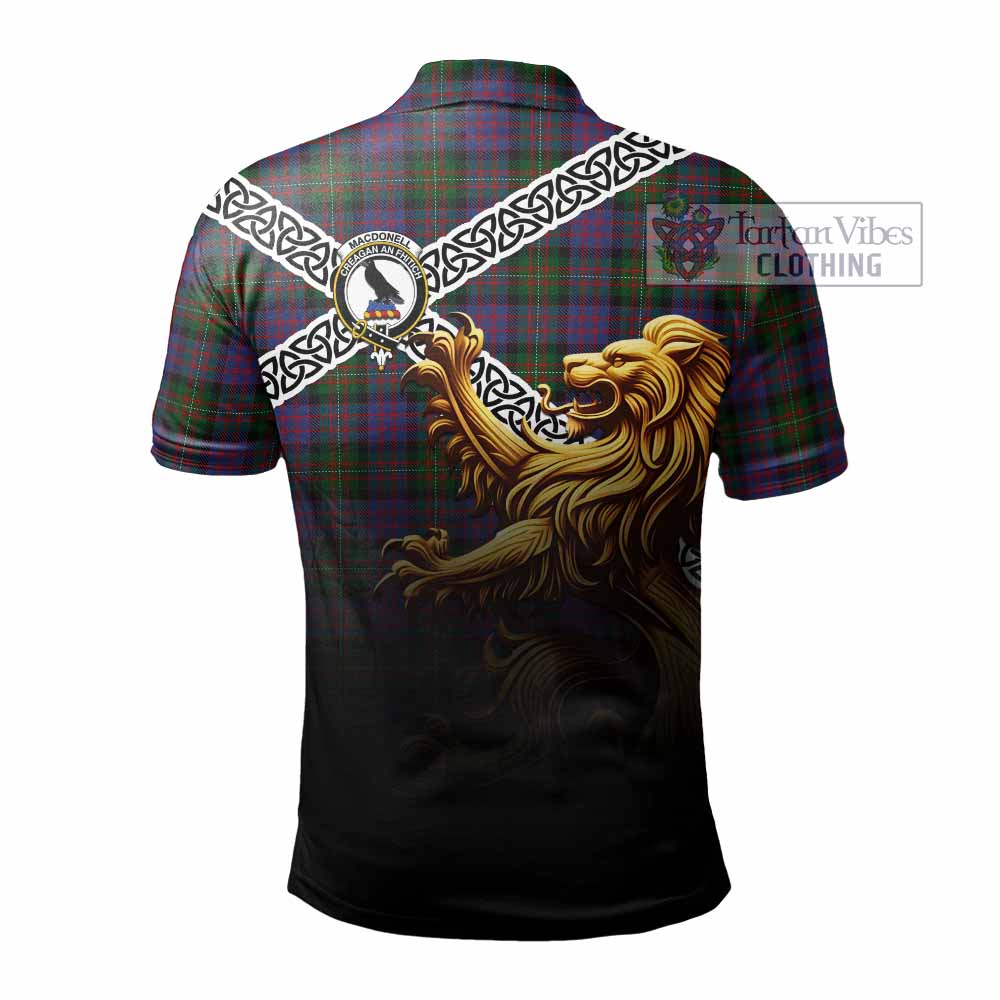 MacDonell (McDonell) Crest Tartan Polo Shirt with Golden Lion Emblem Celtic Style - Tartan Vibes Clothing