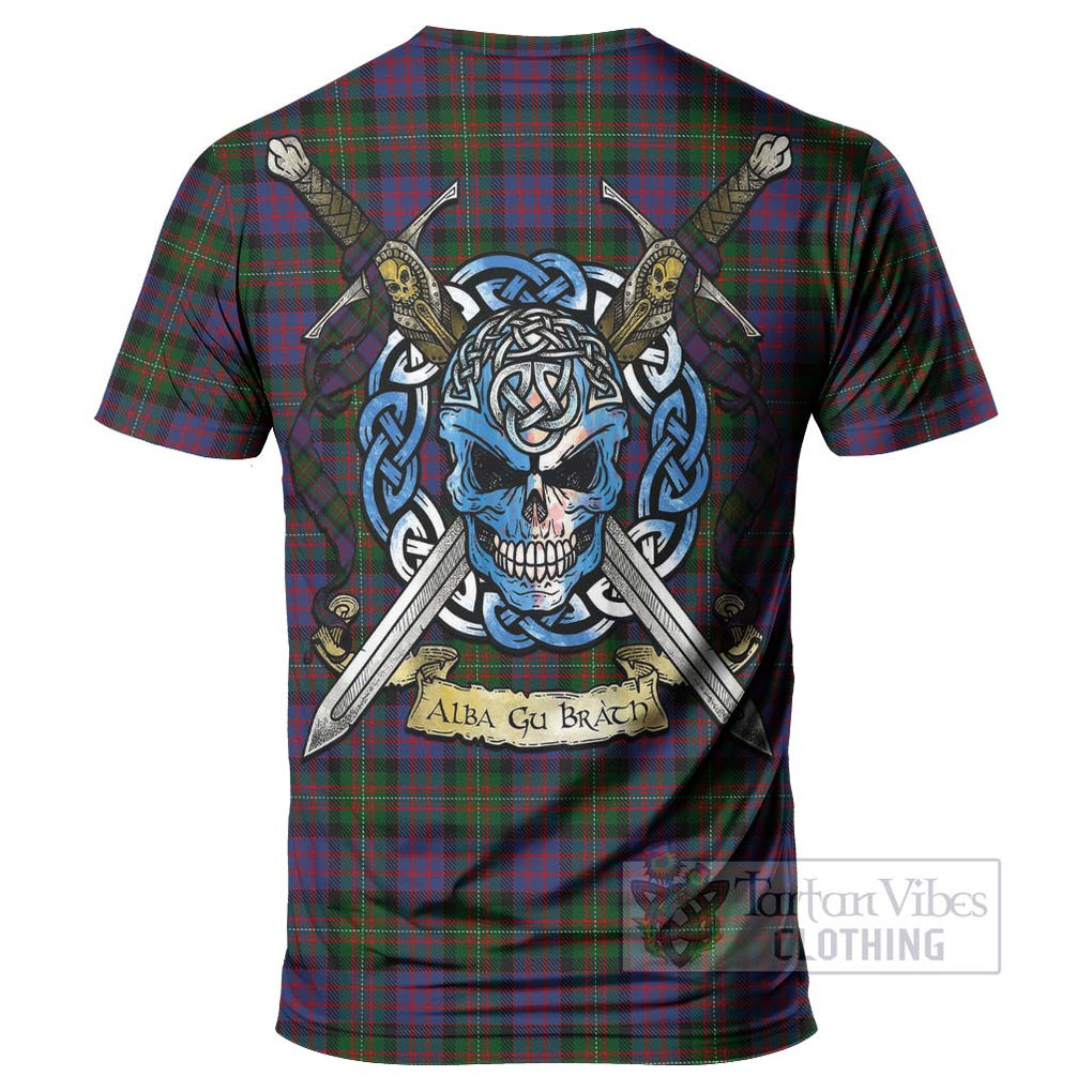 Tartan Vibes Clothing MacDonell (McDonell) Tartan T-Shirt with Family Crest Celtic Skull Style