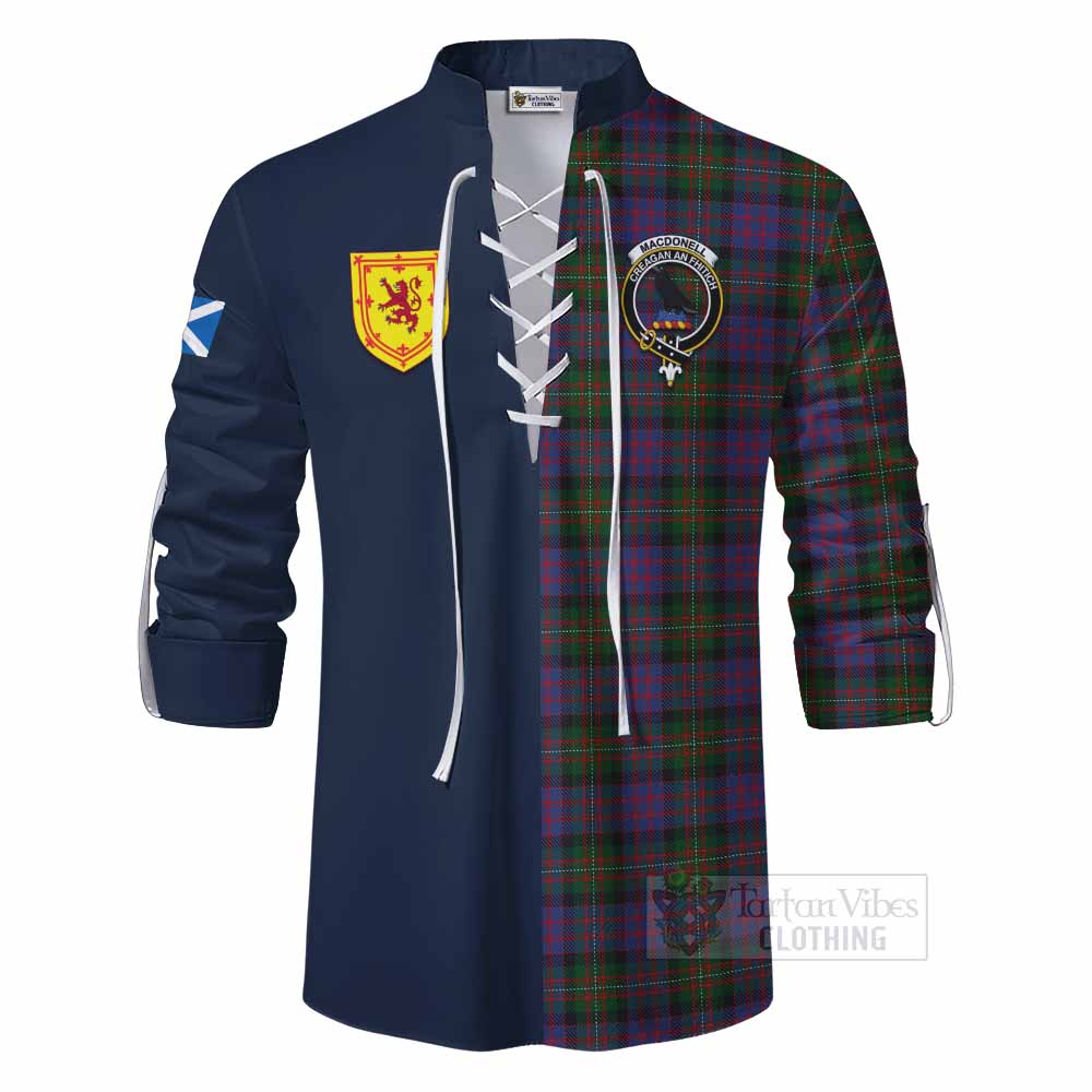 MacDonell (McDonell) Tartan Ghillie Kilt Shirt Alba with Scottish Lion Royal Arm Half Style