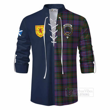 MacDonell (McDonell) Tartan Ghillie Kilt Shirt Alba with Scottish Lion Royal Arm Half Style