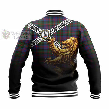 MacDonell (McDonell) Crest Tartan Baseball Jacket with Golden Lion Emblem Celtic Style - Tartan Vibes Clothing