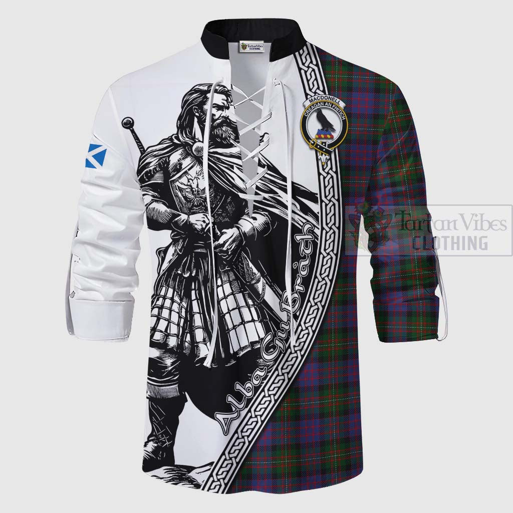 Tartan Vibes Clothing MacDonell (McDonell) Tartan Clan Crest Ghillie Kilt Shirt with Highlander Warrior Celtic Style