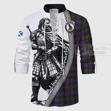 MacDonell (McDonell) Tartan Clan Crest Ghillie Kilt Shirt with Highlander Warrior Celtic Style