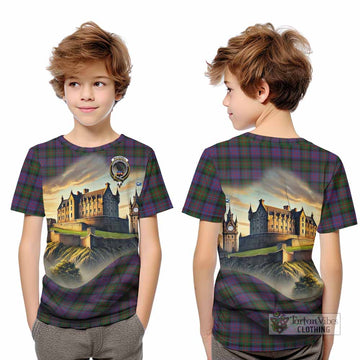 MacDonell (McDonell) Tartan Family Crest Kid T-Shirt with Scottish Ancient Castle Style - Tartan Vibes Clothing