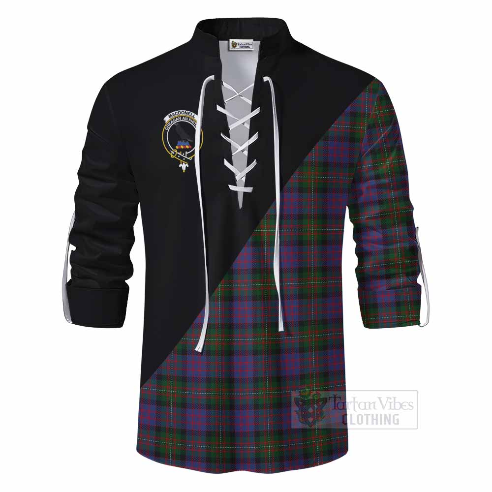 Tartan Vibes Clothing MacDonell (McDonell) Tartan Ghillie Kilt Shirt with Family Crest and Military Logo Style