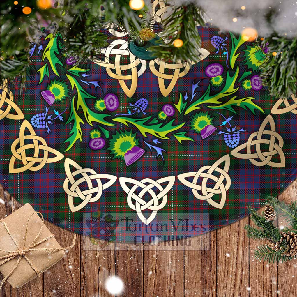 Tartan Vibes Clothing MacDonell (McDonell) Tartan Christmas Tree Skirt with Thistle Celtic Knot Style