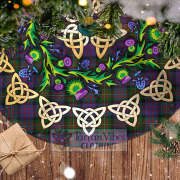 MacDonell (McDonell) Tartan Christmas Tree Skirt with Thistle Celtic Knot Style