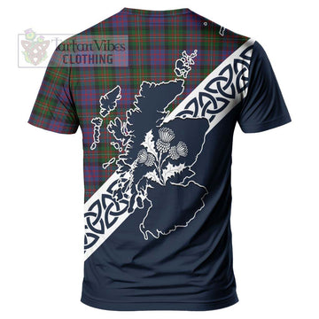 MacDonell (McDonell) Tartan T-Shirt Featuring Thistle and Scotland Map