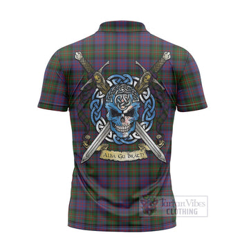 MacDonell (McDonell) Tartan Zipper Polo Shirt with Family Crest Celtic Skull Style