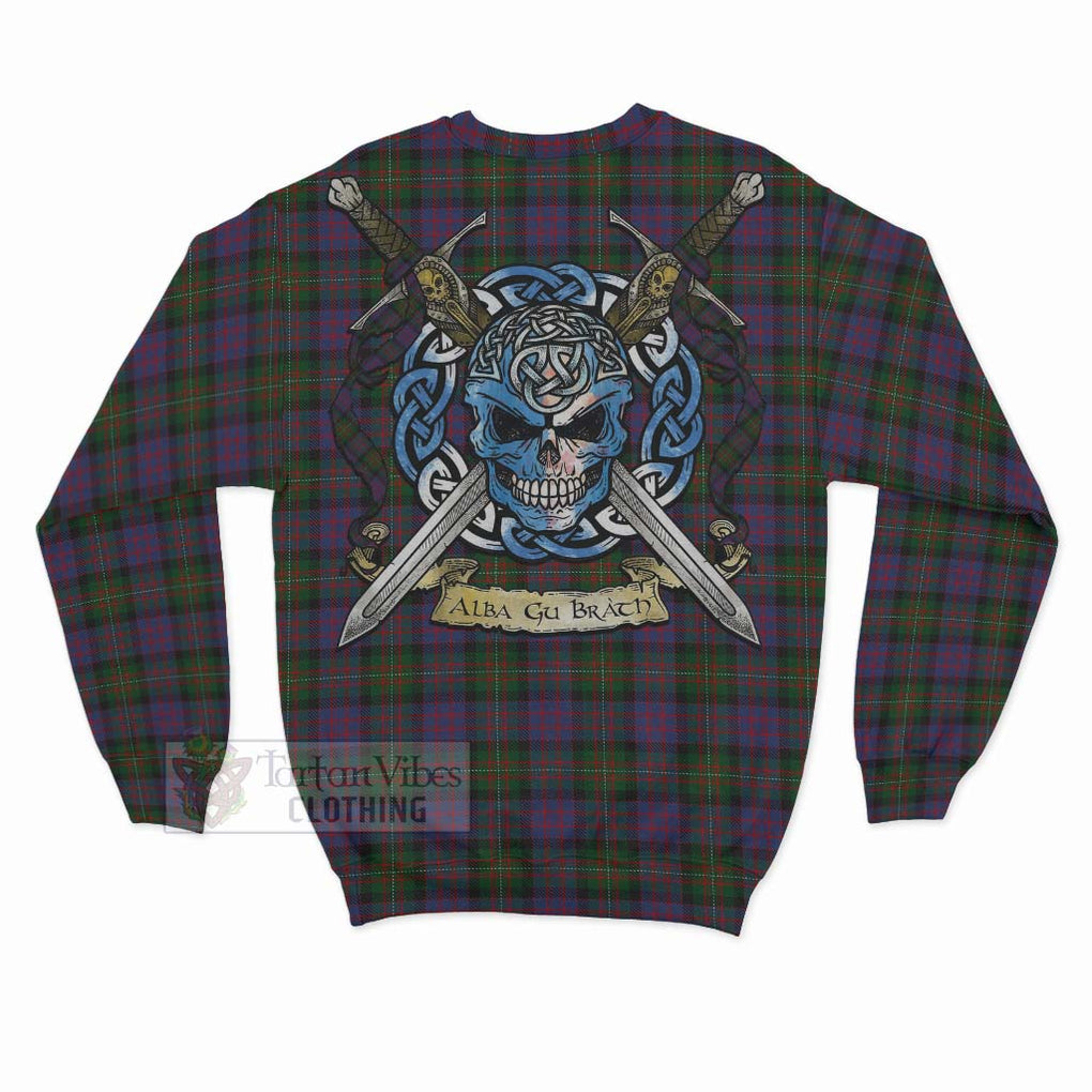 Tartan Vibes Clothing MacDonell (McDonell) Tartan Sweatshirt with Family Crest Celtic Skull Style