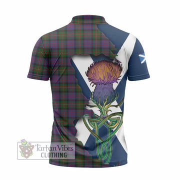 MacDonell (McDonell) Tartan Family Crest Zipper Polo Shirt Scottish Thistle Celtic Inspired - Tartan Vibes Clothing