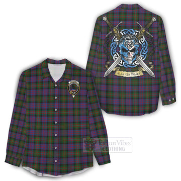 MacDonell (McDonell) Tartan Women's Casual Shirt with Family Crest Celtic Skull Style