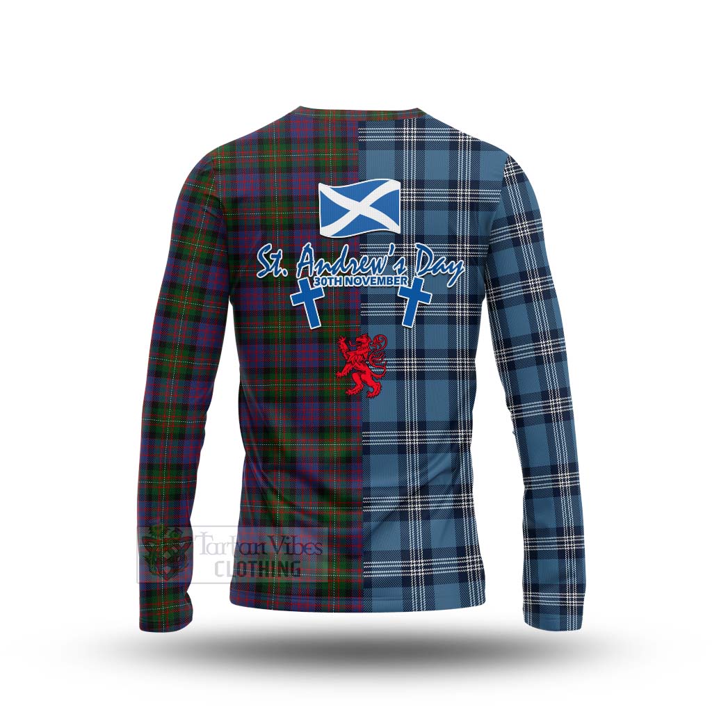 Tartan Vibes Clothing MacDonell (McDonell) Tartan Long Sleeve T-Shirt Happy St. Andrew's Day Half Tartan Style