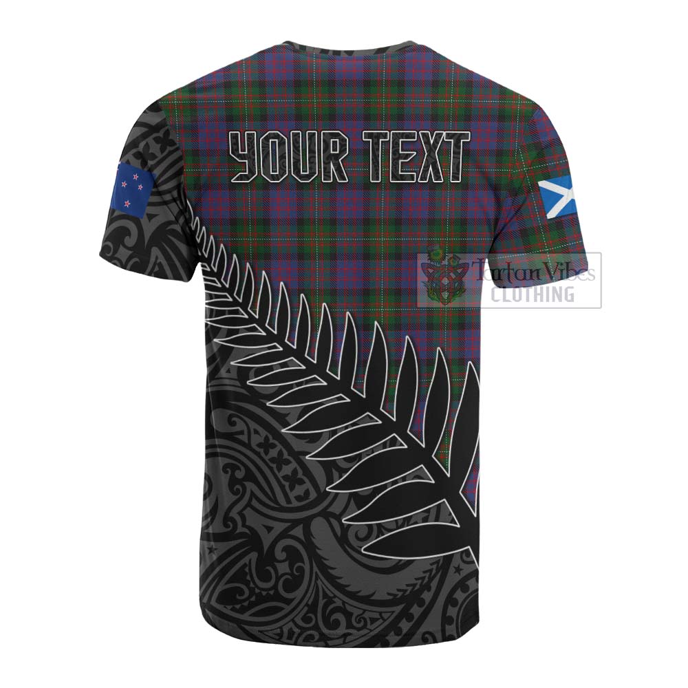 Tartan Vibes Clothing MacDonell (McDonell) Crest Tartan Cotton T-shirt with New Zealand Silver Fern Half Style