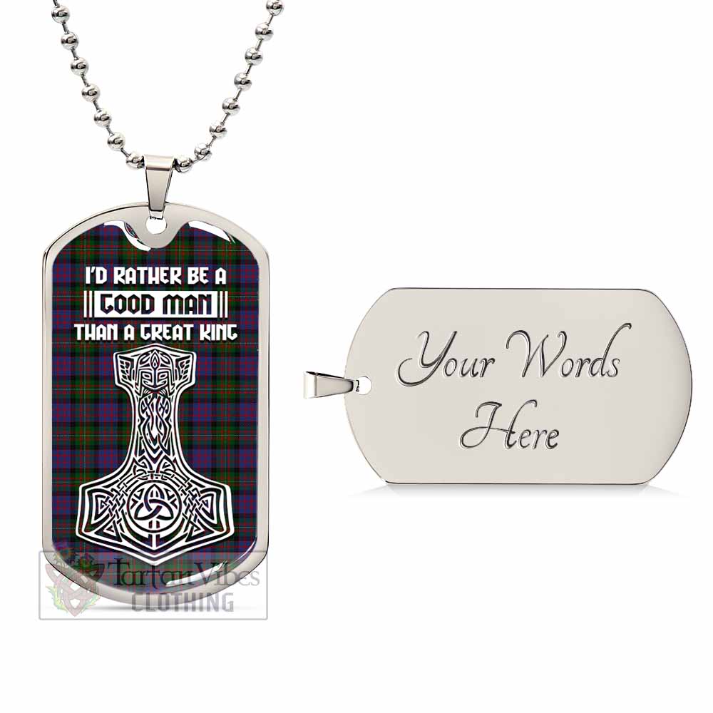 Tartan Vibes Clothing MacDonell (McDonell) Tartan Dog Tag Necklace Viking Mjolnir Style