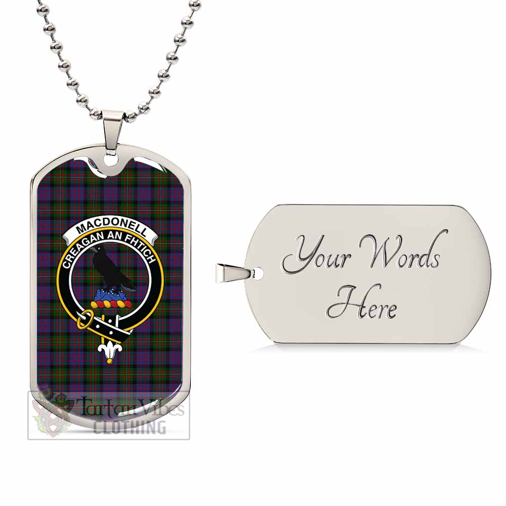 Tartan Vibes Clothing MacDonell (McDonell) Tartan Dog Tag Necklace with Family Crest