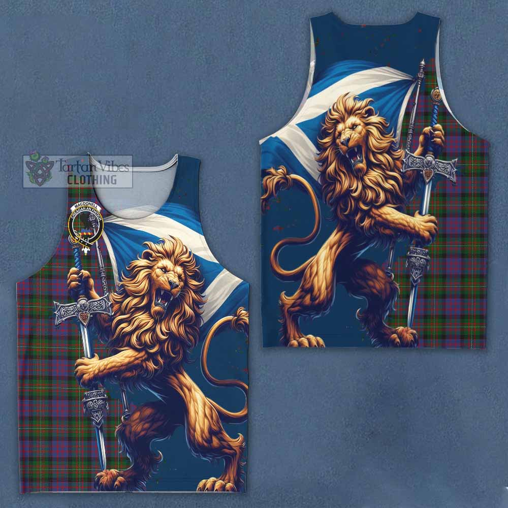 Tartan Vibes Clothing MacDonell (McDonell) Tartan Family Crest Men's Tank Top with Scottish Majestic Lion