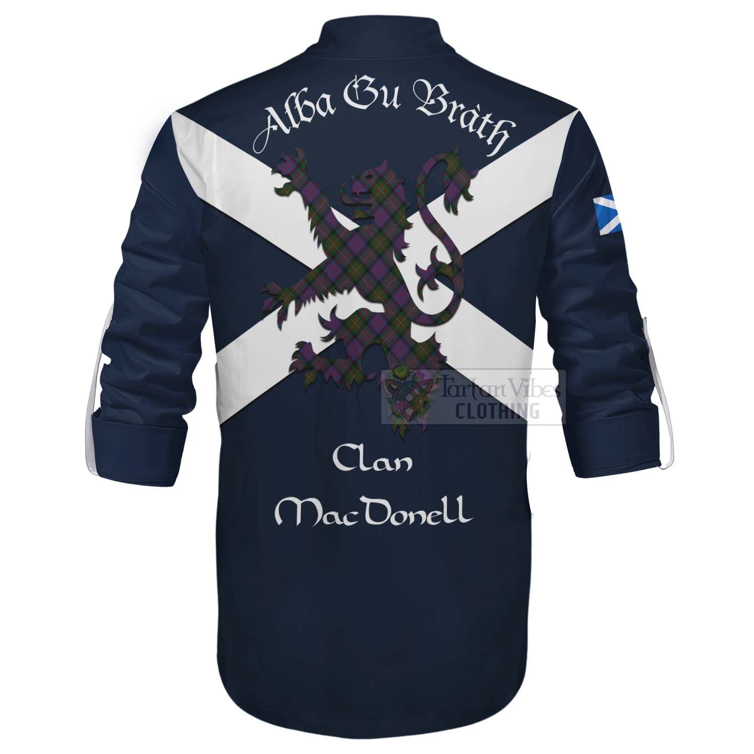 Tartan Vibes Clothing MacDonell (McDonell) Tartan Lion Rampant Ghillie Kilt Shirt Proudly Display Your Heritage with Alba Gu Brath and Clan Name